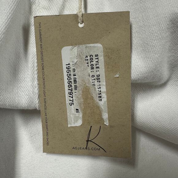 AG Adriano Goldschmied NWT Ex-Boyfriend Slouchy Slim White Denim Jeans Size 29R - Picture 8 of 12